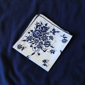 Vintage Floral Blue and White Handkerchief